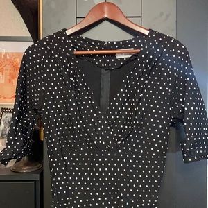 Black and white polkadot unique vintage dress